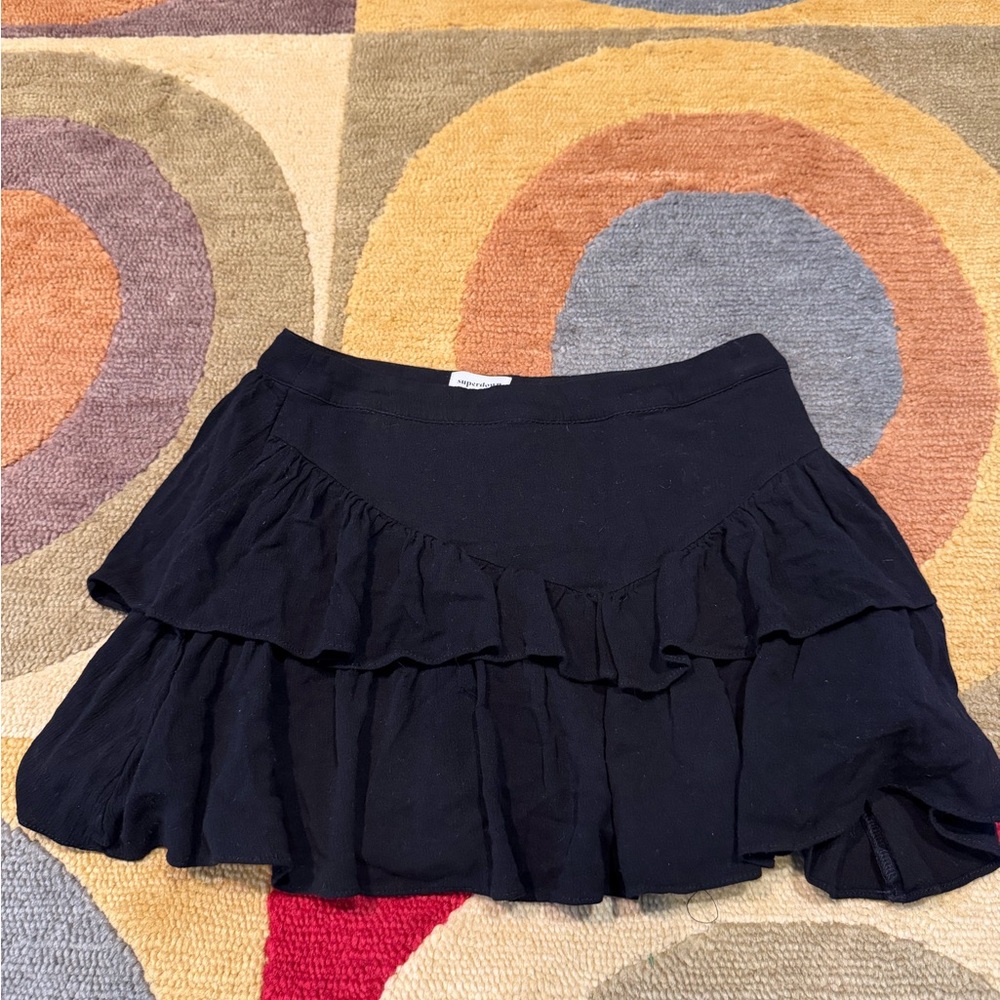 Superdown Black Mini Ruffle Skirt Preppy Style Women’s Size Small